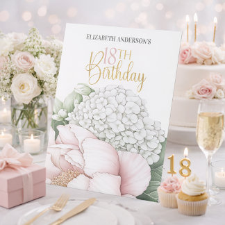Blush Pink Peony Floral 18th Birthday  Sockelschild