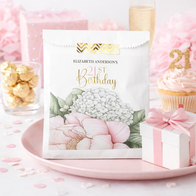 Blush Pink Peony Floral 21st Birthday  Geschenktütchen (Von Creator hochgeladen)
