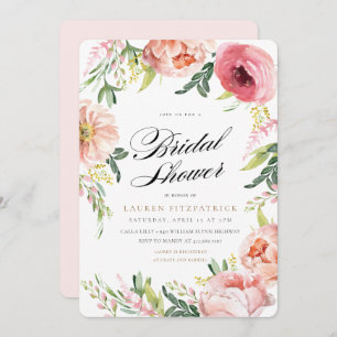 Blush Pink Peony Floral Brautparty Einladung
