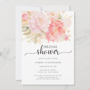 Blush Pink Peony Floral Brautparty Einladung