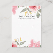 BLUSH PINK PEONY FLORAL WATERCOLOR EARRING DISPLAY