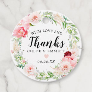 Blush Pink Peony Floral Wedding Vielen Dank Geschenkanhänger