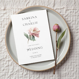 Blush Pink Peony Flower Elegant Botanical Wedding Einladung