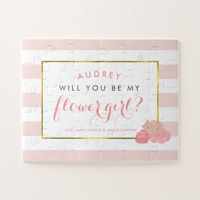 Blush Pink Peony | Personalisiert sei mein Blumenm Puzzle (Horizontal)