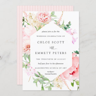 Blush Pink Peony Rustic Floral Wedding Einladung