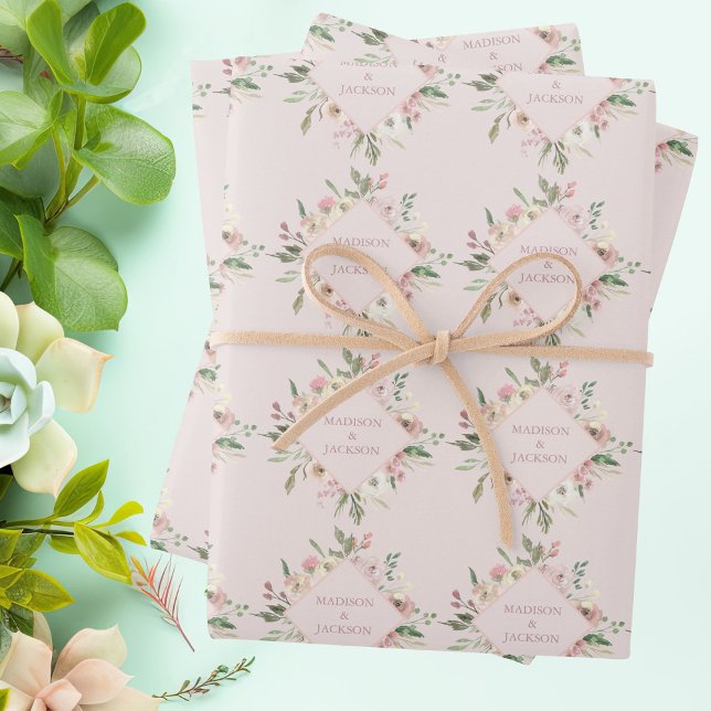 Blush Pink Peony Watercolor Frühjahrssonne Geschenkpapier Set (Von Creator hochgeladen)