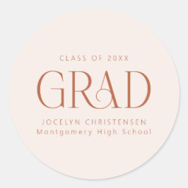 Blush Pink Personalisiert Moderne Grad Graduate Runder Aufkleber