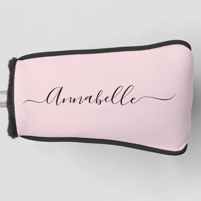 Blush Pink Personalisiert Name Golf Head Cover Golf Headcover (Vorderseite)