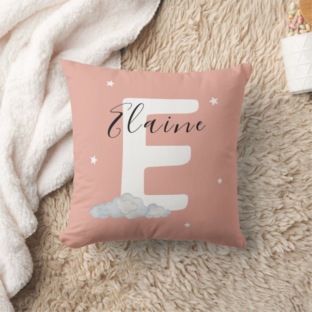Blush Pink Personalized Baby Name Pillow Custom Kissen (Decke)