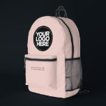 Blush Pink | Personalized Corporate Logo and Text Bedruckter Rucksack<br><div class="desc">Classic blush pink feminine cute trendy chic | Personalized Corporate Logo and Text Modern Business Printed Backpack</div>