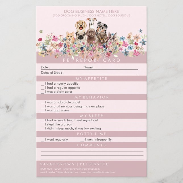 Blush Pink Pet Sitter Groomer Hunde (Vorderseite)