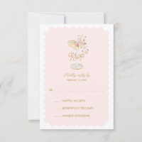 Blush Pink Petals and Prosecco RSVP card
