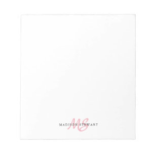 Blush Pink Pinselstrichschrift Monogram Modern Tre Notizblock