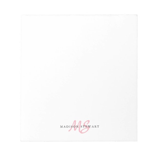Blush Pink Pinselstrichschrift Monogram Modern Tre Notizblock (Vorderseite)