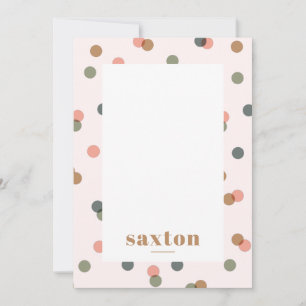 Blush Pink Polk a dot Confetti Personalisierter Na Mitteilungskarte