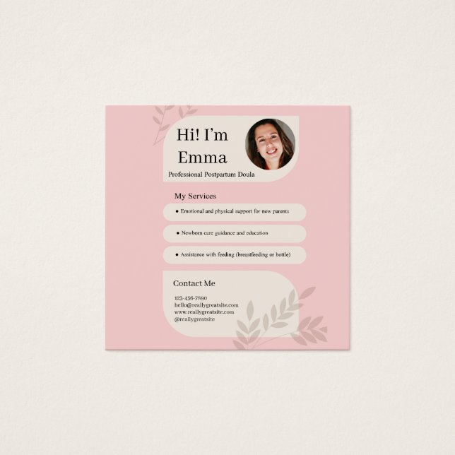 Blush Pink Postpartum Doula Professional Design (Vorderseite)
