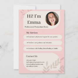 Blush Pink Postpartum Doula Professional Design Feiertagskarte