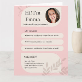Blush Pink Postpartum Doula Professional Design Karte