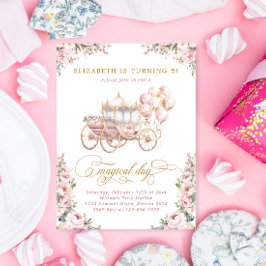 Blush Pink Princess Carriage Girl Birthday Party Einladung