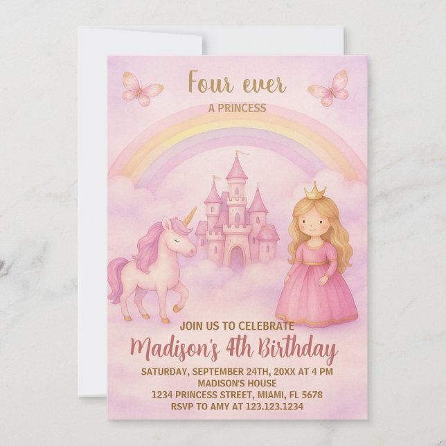 Blush Pink Princess Geburtstagsfeier Einladung (Vorderseite)