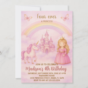 Blush Pink Princess Geburtstagsfeier Einladung