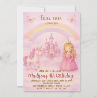 Blush Pink Princess Geburtstagsfeier Einladung