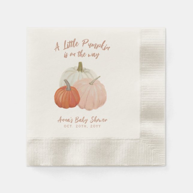Blush Pink Pumpkin Baby Dusche Napkins Serviette (Vorderseite)