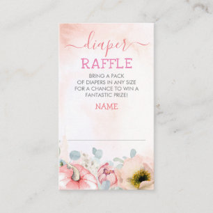 Blush Pink Pumpkin Fall Diaper Raffel Ticket Begleitkarte