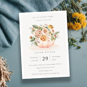 Blush Pink Pumpkin Floral Brautparty laden Dankeskarte