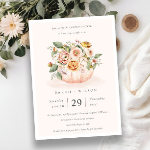 Blush Pink Pumpkin Floral Paare Dusche laden Dankeskarte