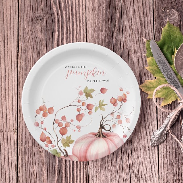 Blush Pink Pumpkin Herbst Ernte Baby Dusche Pappteller (Von Creator hochgeladen)