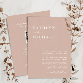 Blush Pink QR Code Alles in einer modernen schicke Einladung