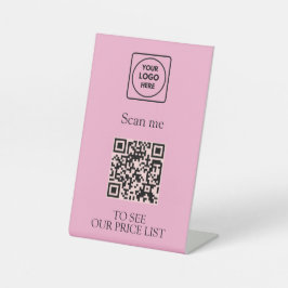 Blush Pink QR Code Business Display Menu and Price Sockelschild