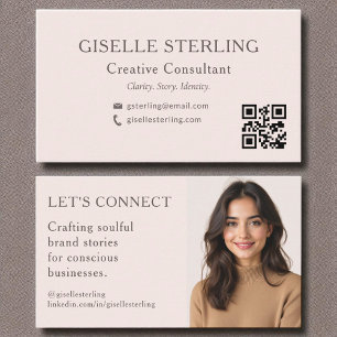 Blush Pink QR Code Minimales Berufliches Foto Visitenkarte