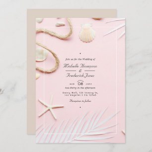 Blush Pink QR Code UAWG Beach Wedding Einladung