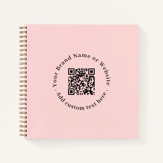 Blush Pink QR | Feminine Business Promo Design Notizbuch (Vorderseite)