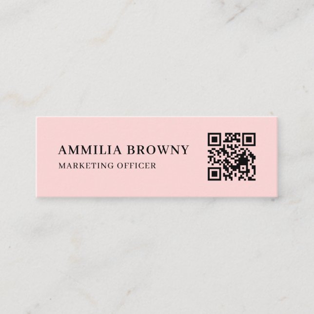 Blush Pink QR | Feminine Pastel Custom Contact  Mini Visitenkarte (Vorderseite)