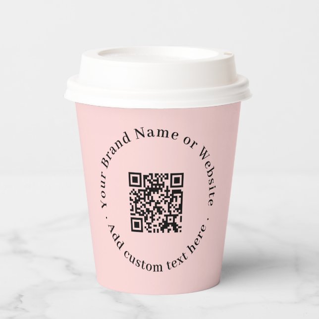 Blush Pink QR | Modern Business Promotional Design Pappbecher (Vorderseite)