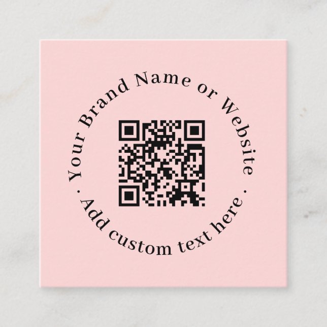 Blush Pink QR | Modern Professional Contact Design Quadratische Visitenkarte (Vorderseite)