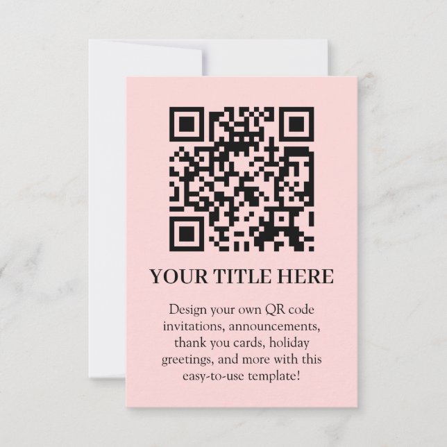 Blush Pink QR | Modernes minimalistisches Hochlade Einladung (Vorderseite)