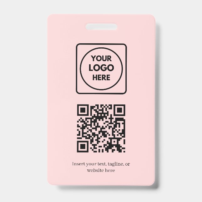 Blush Pink QR | Professionelles Business-Logo-Desi Ausweis (Vorderseite)