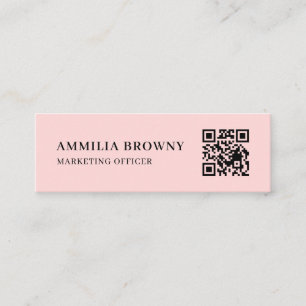 Blush Pink QR   Weibliches Pastell Custom Kontakt  Mini Visitenkarte