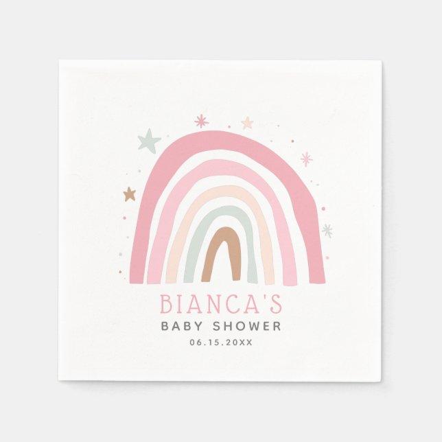 Blush Pink Rainbow Girl Baby Dusche Serviette (Vorderseite)