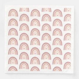 Blush Pink Rainbow Pattern Girl Baby Dinner Serviette