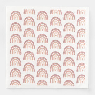 Blush Pink Rainbow Pattern Girl Baby Dinner Serviette