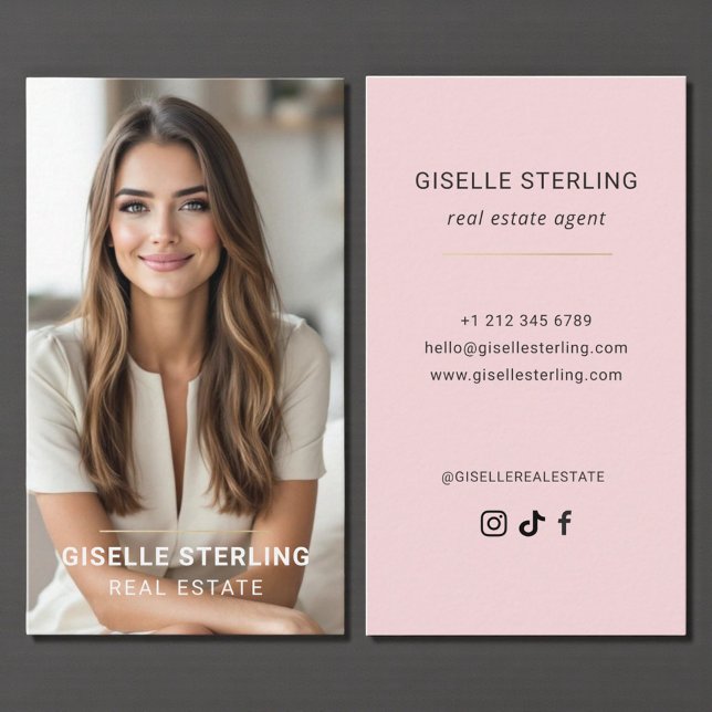 Blush Pink Real Estate Agent Minimal Modern Visitenkarte (Von Creator hochgeladen)