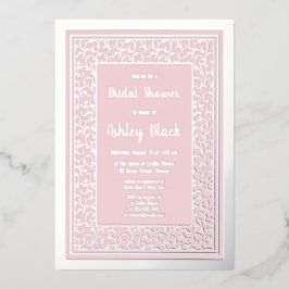 Blush Pink Real Silver Foil Brautparty Folieneinladung
