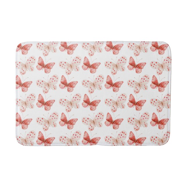 Blush Pink Red Butterflies   Badematte (Vorderseite)
