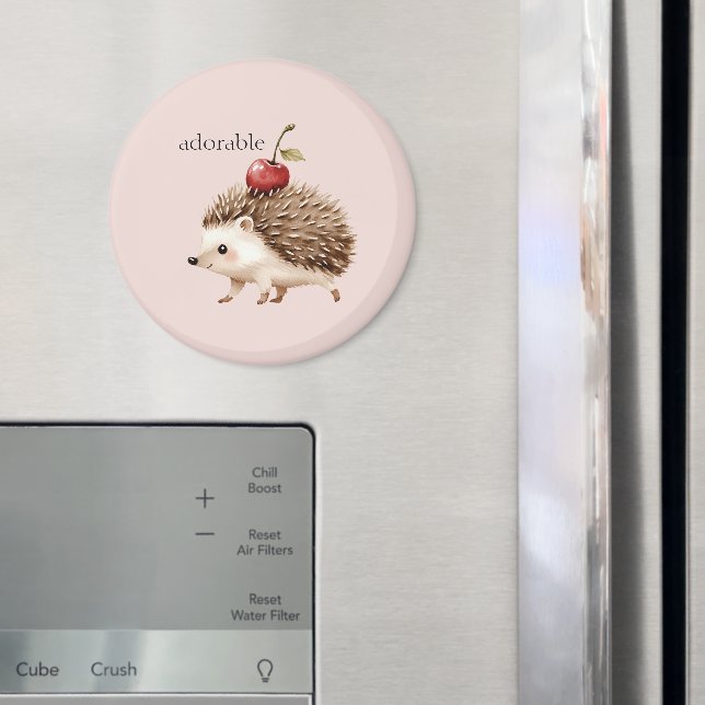 Blush Pink Red Cherry Adorable Hedgehog Magnet (In Situ (Kühlschrank))