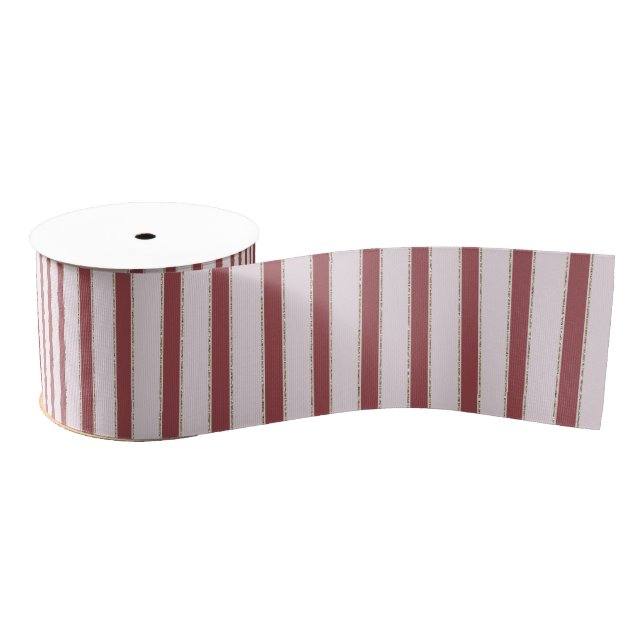 Blush Pink Red Stripes Christmas Ripsband (Spule)